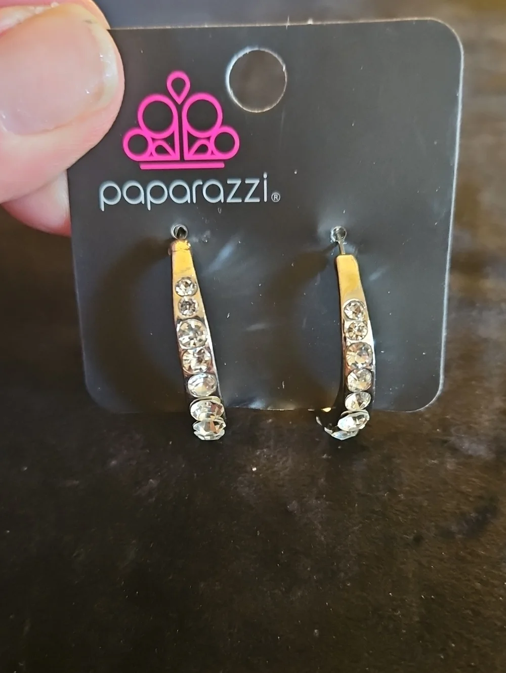 Paparazzi Rhinestone Hoop Earrings - Clear NWT